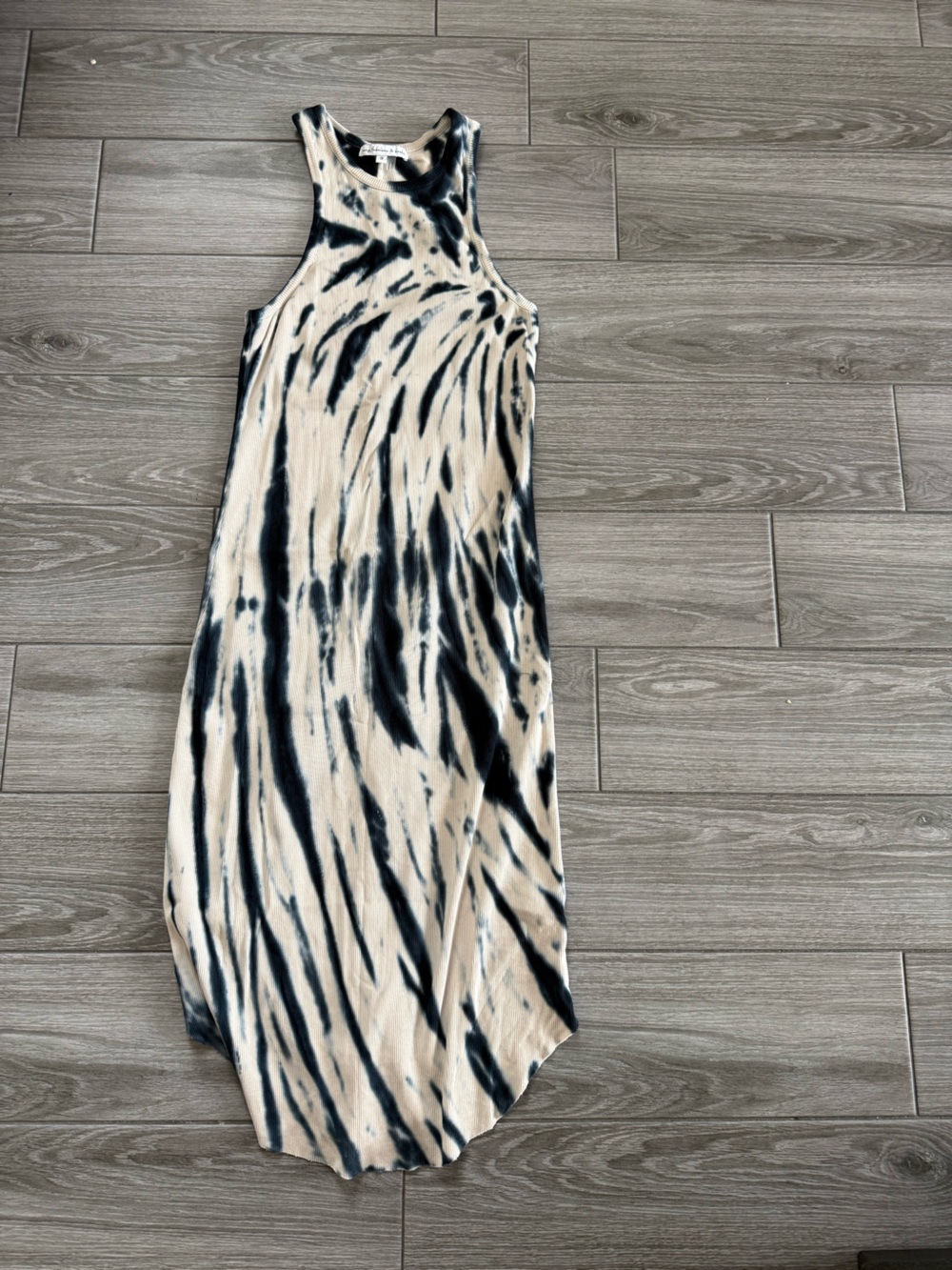 Young Fabulous & Broke|Black & Cream Tie-Dye Ribbed Midi Maxi Dress•Boho Beachy - Picture 3 of 12